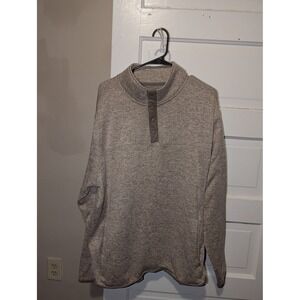 Goodfellow & Co Mens XXL Tan Heathered Sweater Fleece Snap Mock Neck Pullover